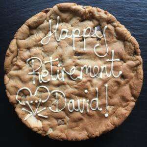 Personalised Giant Cookie - Double Chocolate Chip 38 Happy Retirement Cookie Gift Leaving Gift Food Gift