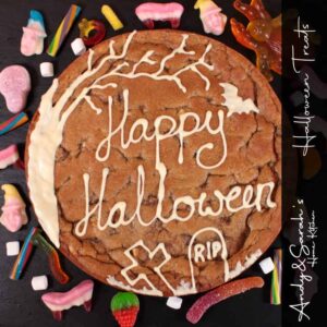 Happy Halloween Left Space sweets | Happy Halloween Design - 10" Giant Cookie Cake With Sweets
