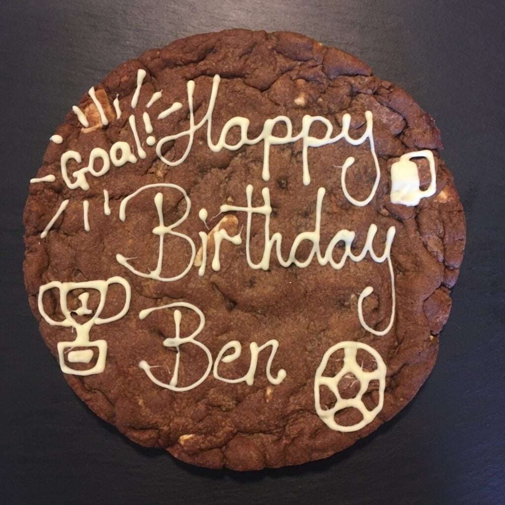 Chocolate Orange XL Personalised Giant Cookie birthday cookie football cookie
