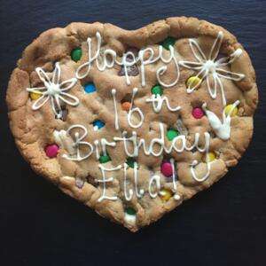 Personalised Giant Cookie - Rainbow Cookie 35 Heart Shaped personalised Giant Cookie cake Happy Birthday 16th Sweet 16th Gift smarties