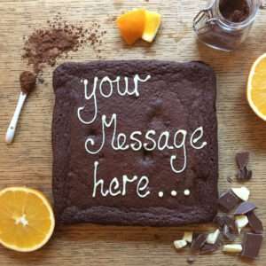 Chocolate Orange Brownie Giant 8" Personalised 29 chocolate orange giant brownie personalised with uk delivery