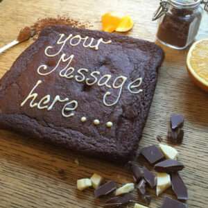 Chocolate Orange Brownie Giant 8" Personalised 31 chocolate orange giant brownie personalised with uk delivery