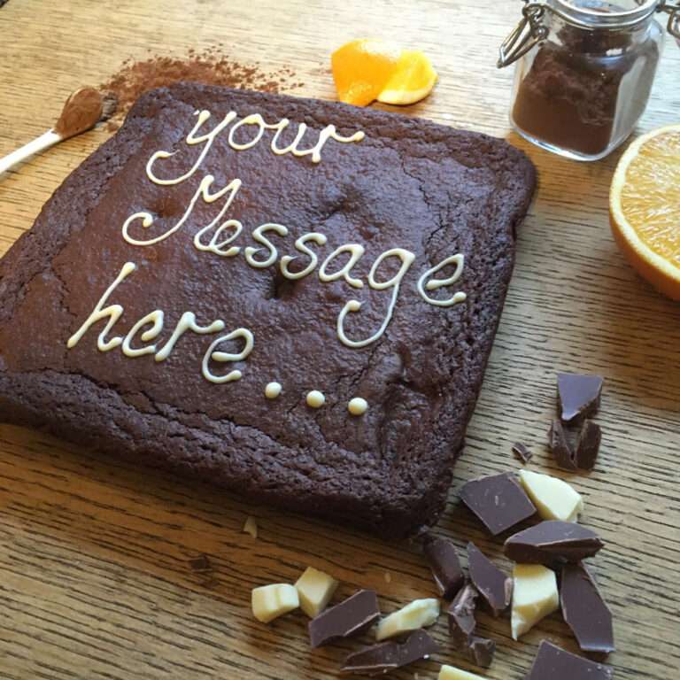 Chocolate Orange Brownie Giant 8" Personalised 28 chocolate orange giant brownie personalised with uk delivery