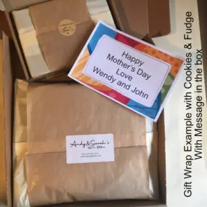 Personalised Giant Cookie - Milk Chocolate Chip 39 Gift wrap example personalised giant cookie and handmade fudge