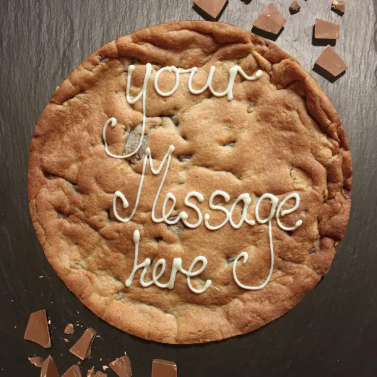Personalised Giant Cookie - Milk Chocolate Chip 22 milk chocolate personalised giant cookie uk delivery