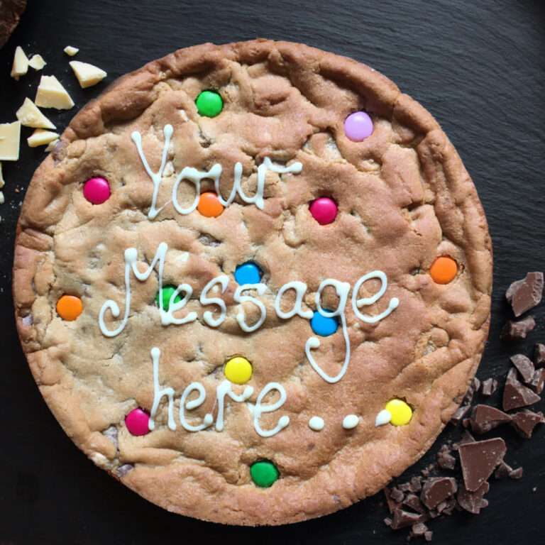 rainbow smarty chocolate personalised giant cookie uk delivery