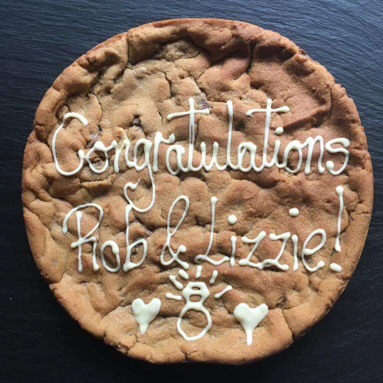 Personalised Giant Cookie - Double Chocolate Chip 28 Congratulations Cookie - Personalised Chocolate Cookie Round Engagement Gift