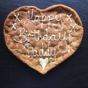 Personalised Giant Cookie - Double Chocolate Chip 33 Heart Shaped Happy Birthday Cookie Cake Personalised Cookie Gift