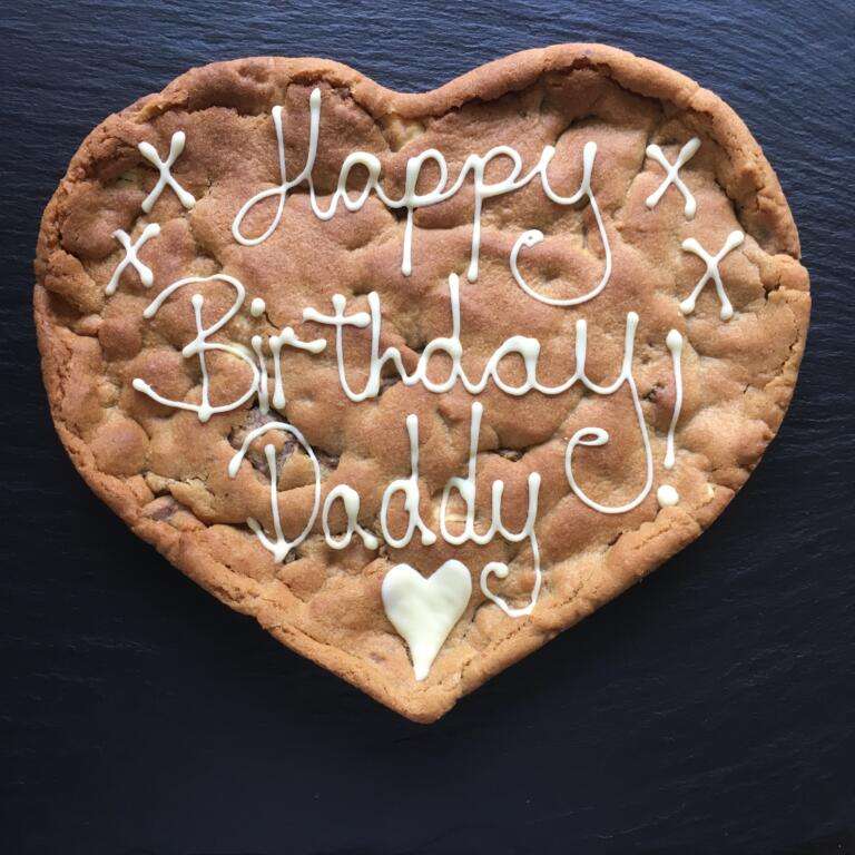 Personalised Giant Cookie - Double Chocolate Chip 24 Heart Shaped Happy Birthday Cookie Cake Personalised Cookie Gift
