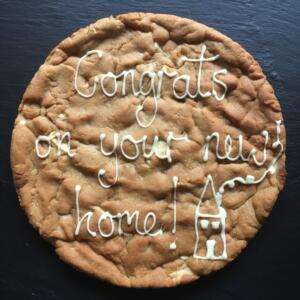 Personalised Giant Cookie - White Chocolate Chip 31 New Home Congratulations gift Giant White Chocolate Personalised Cookie Cake Congrats Food Gift