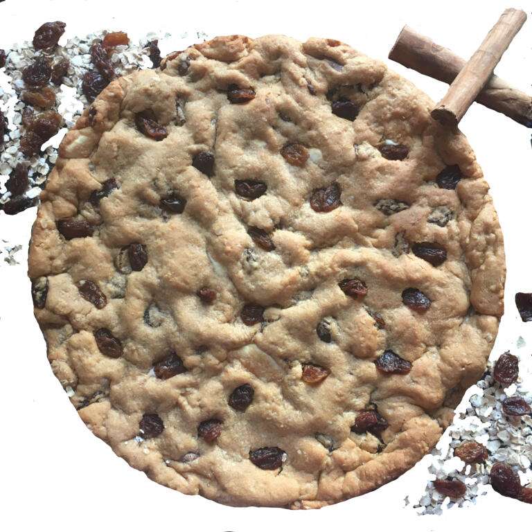 Gluten Free Oats & Raisin - XL 10 Inch Fully Loaded Giant Cookie Pie 27 Oats and Raisins Chocolate fully loaded giant cookie