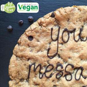 Vegan - Dairy Free & Gluten Free Giant 10" Cookie Cake Personalised 31 vegan and gluten free dairy free chocolate giant personalised cookies