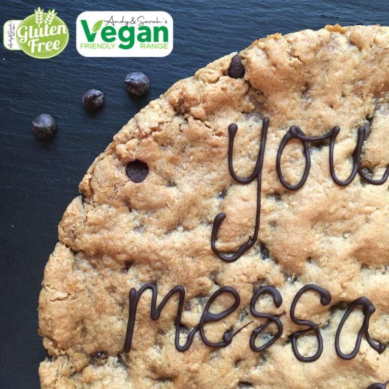 Vegan - Dairy Free & Gluten Free Giant 10" Cookie Cake Personalised 25 vegan and gluten free dairy free chocolate giant personalised cookies