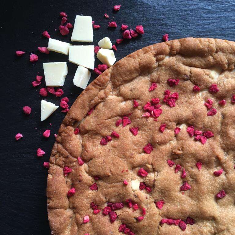 White Chocolate & Raspberry - XL 10 Inch Fully Loaded Giant Cookie Pie 26 white chocolate and raspberry giant fully loaded cookie uk delivery free