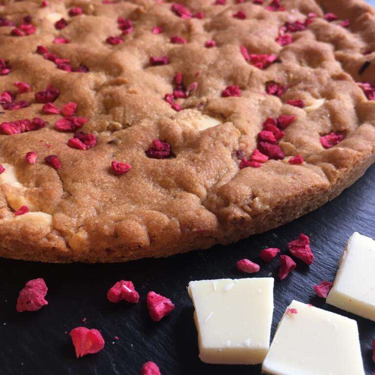 White Chocolate & Raspberry - XL 10 Inch Fully Loaded Giant Cookie Pie 29 white chocolate and raspberry giant fully loaded cookie uk delivery free