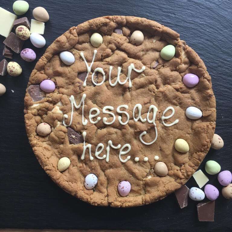 easter special giant chocolate double chip cookie personalised