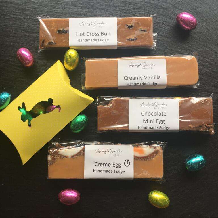 Easter Fudge & Chocolates Bundle with Easter Gift Wrap 22 Easter fudge and chocolate egg pack uk delivery