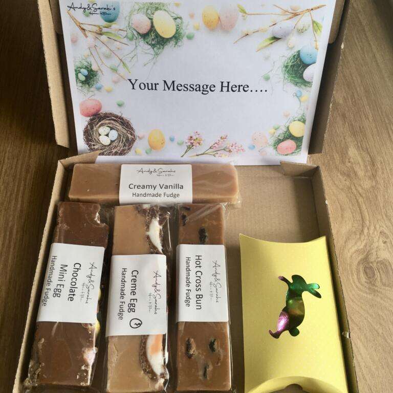 Easter Fudge & Chocolates Bundle with Easter Gift Wrap 26 Easter fudge and chocolate egg pack uk delivery