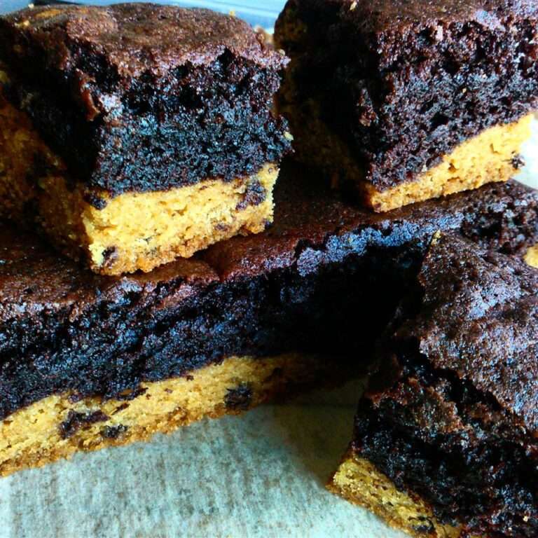 cookie and brownie stacked brookie