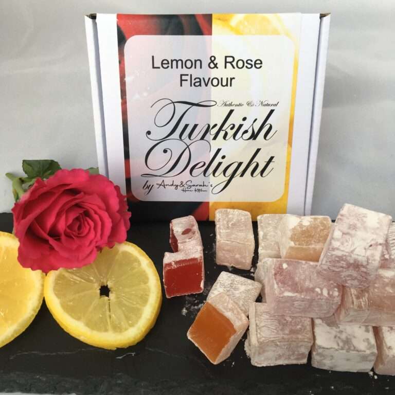 Lemon and rose Turkish delight next day delivery in a gift box