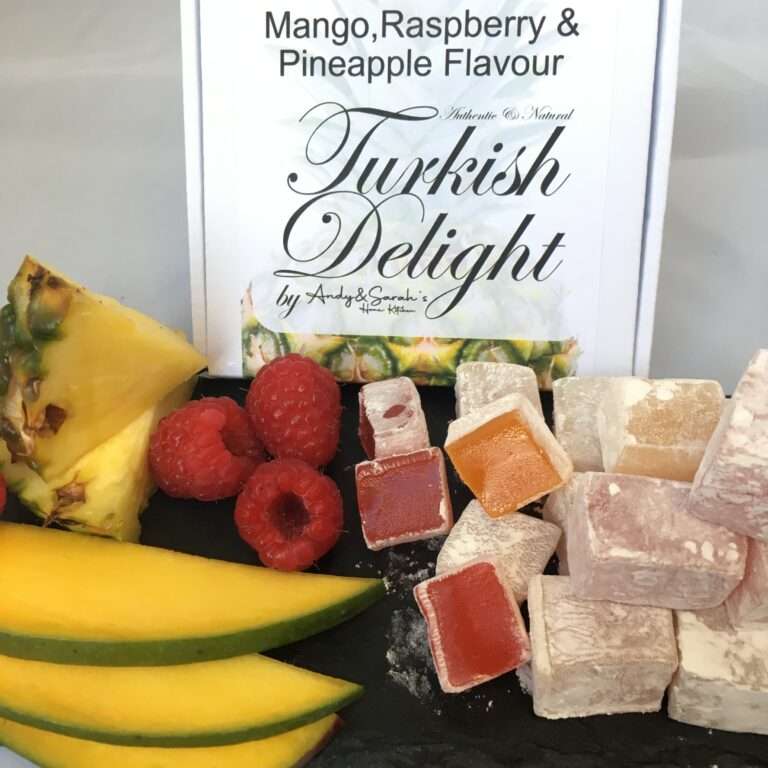 mango raspberry and pineapple Turkish delight next day delivery in a gift box