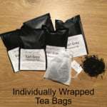 Individually wrapped and sealed tea bags with custom mug cup gift set