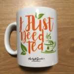 Individually wrapped and sealed tea bags with custom mug cup gift set