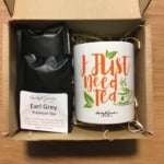 Individually wrapped and sealed tea bags with custom mug cup gift set