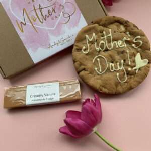 mothers day personalised cookie with fudge gift box hamper