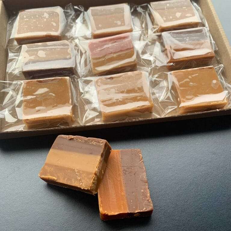 Fudge Taster box selection of flavours Chocolate caramel toffee fudge gift ideas for letter box friendly postal gifts food