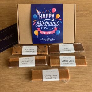 Happy Birthday Fudge gift box, handmade fudge, letterbox friendly