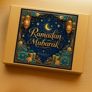 Andy&Sarah’s | Personalised Giant Cookies, Brownies & Handmade Fudge 24 Ramadan Mubarak gift wrap for brownies, fudge, cookies, Ramadan Mubarak giftwrap for brownie gifts cookie gifts and handmade fudge gifts